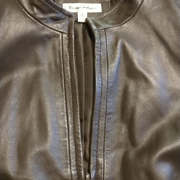 Yvonne Marie Brown Leather Jacket Sz 10 - Picture 9 of 10